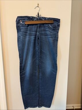 Ag Adriano Goldschmied The Stilt Cigarette Leg Dark Blue Straight Leg Jeans